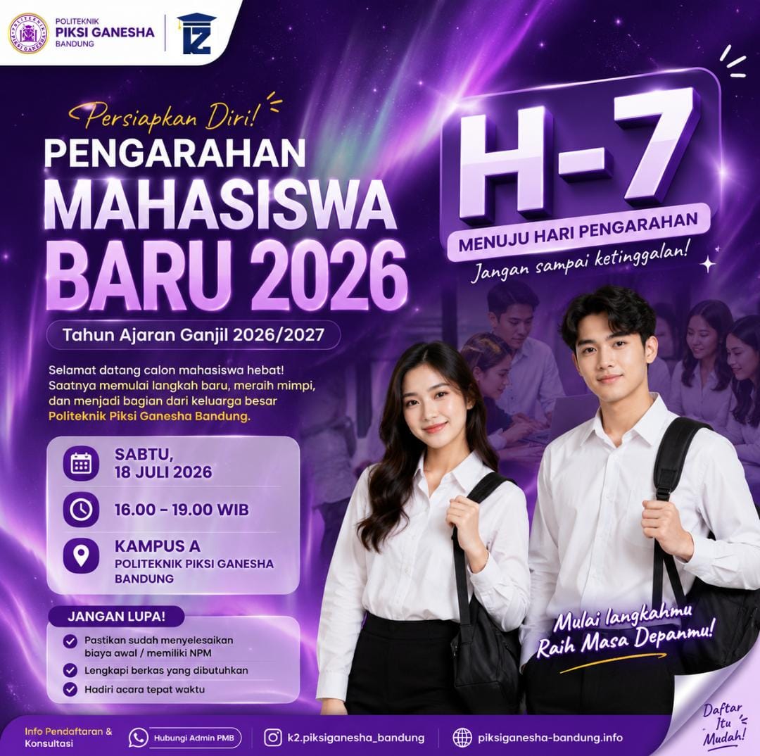 Kegiatan Pengarahan Mahasiswa Baru 2026 POLITEKNIK PIKSI GANESHA BANDUNG TA 2026/2027