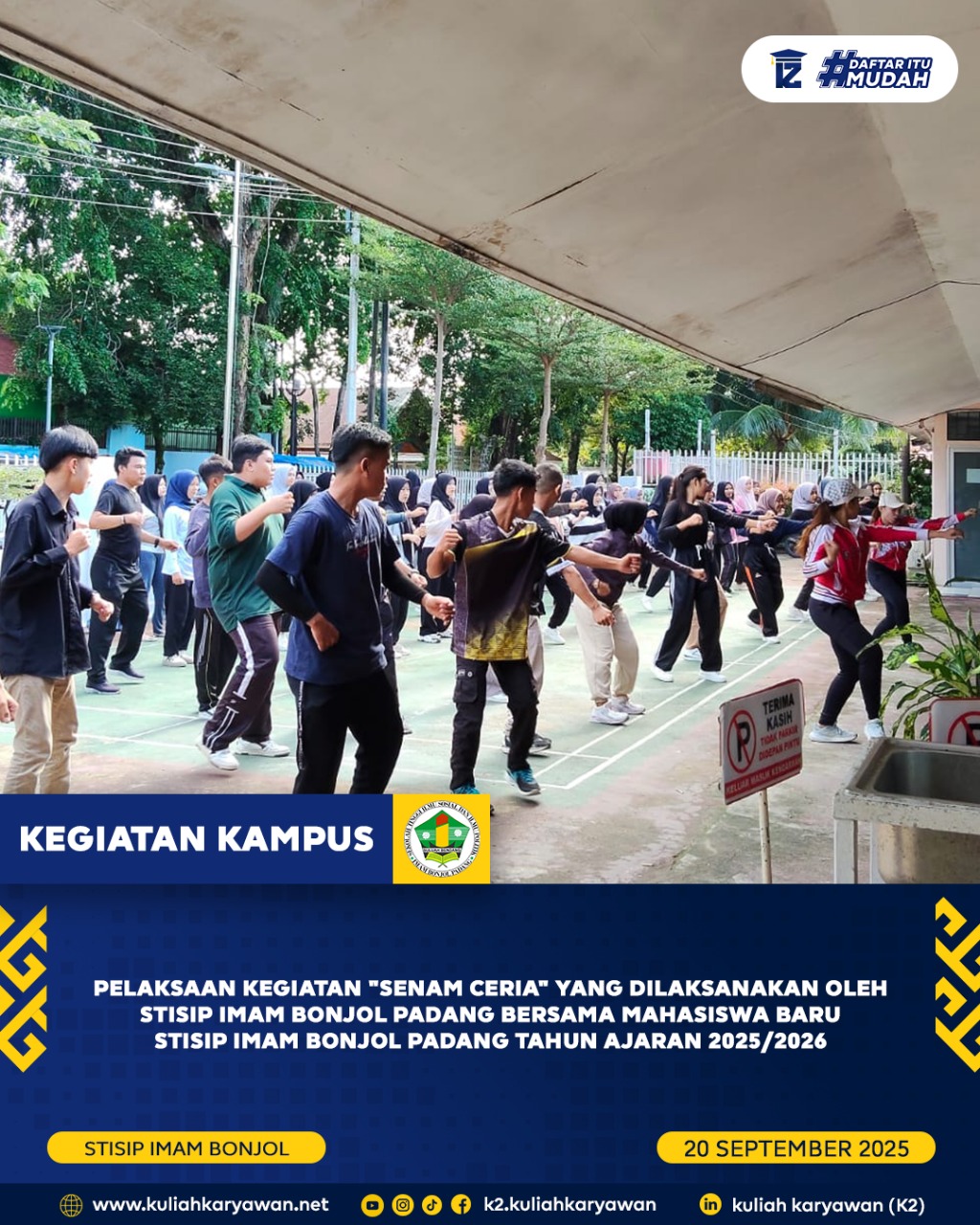 Senam Ceria Bersama Mahasiswa Kuliah Karyawan STISIP Imam Bonjol Padang