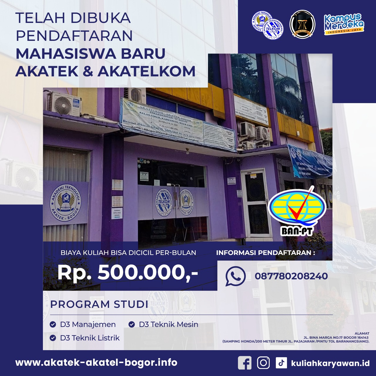 Kelas Karyawan Dengan Jam Kelas Fleksibel DI Akatek Dan Akatel Bogor