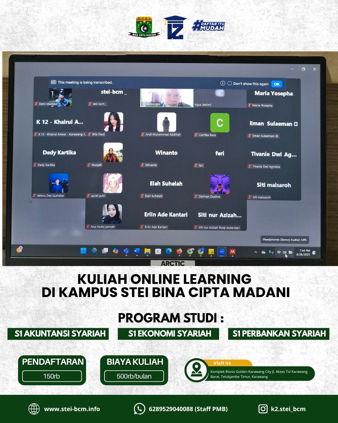 Kuliah Program Online Learning di kampus STEI Bina Cipta Madani