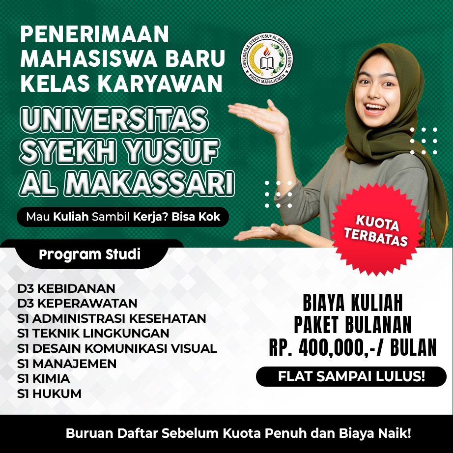 Kunggulan Kuliah Karyawan Universitas Syekh Yusuf Al Makassari Gowa