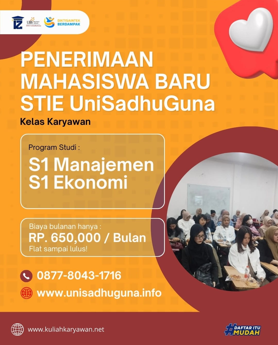 Kuliah Kelas Eksekutif Jurusan Manajemen di Kampus Unisadhuguna Pondok Indah