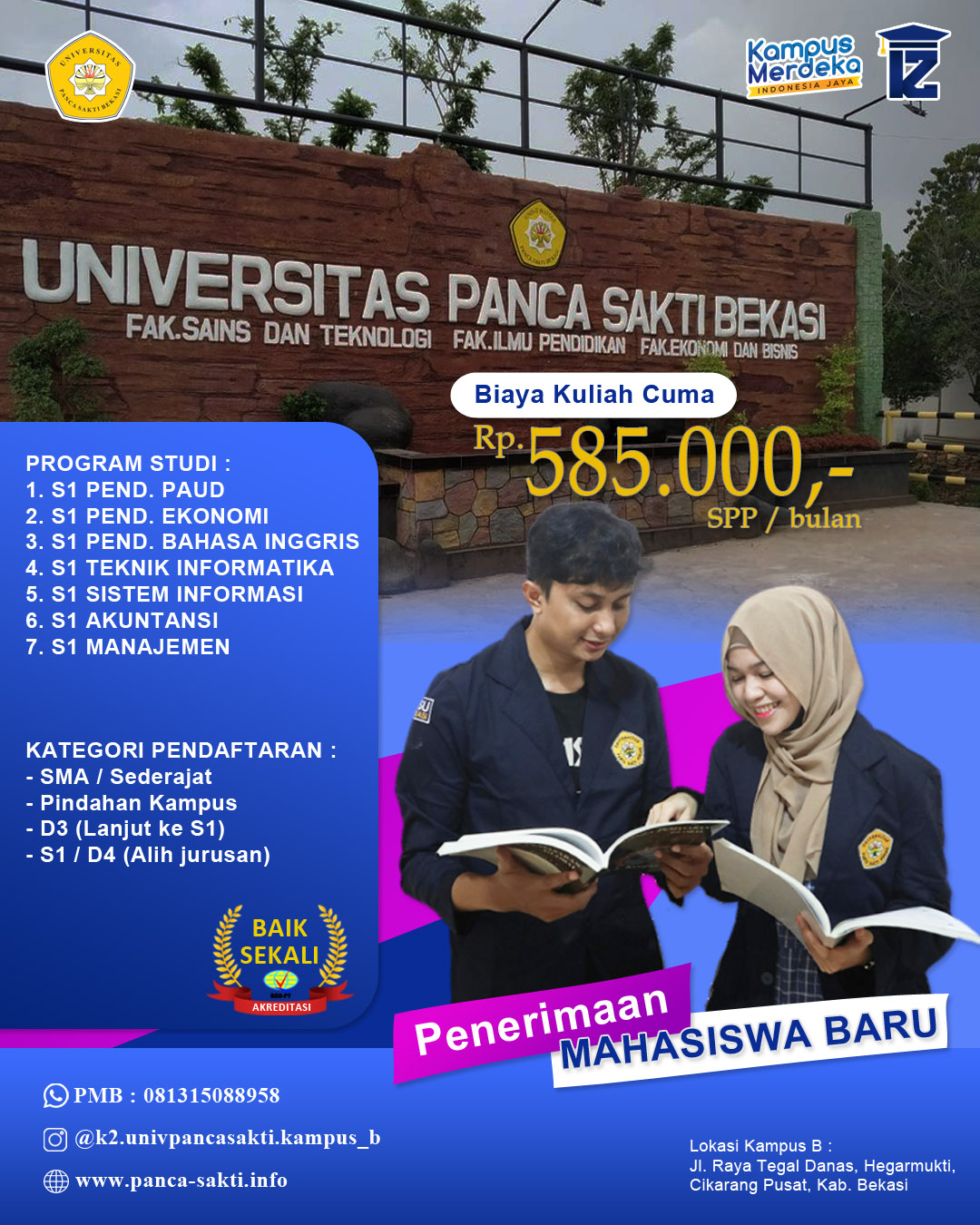 Langsung Masuk Kuliah Universitas Panca Sakti Bekasi
