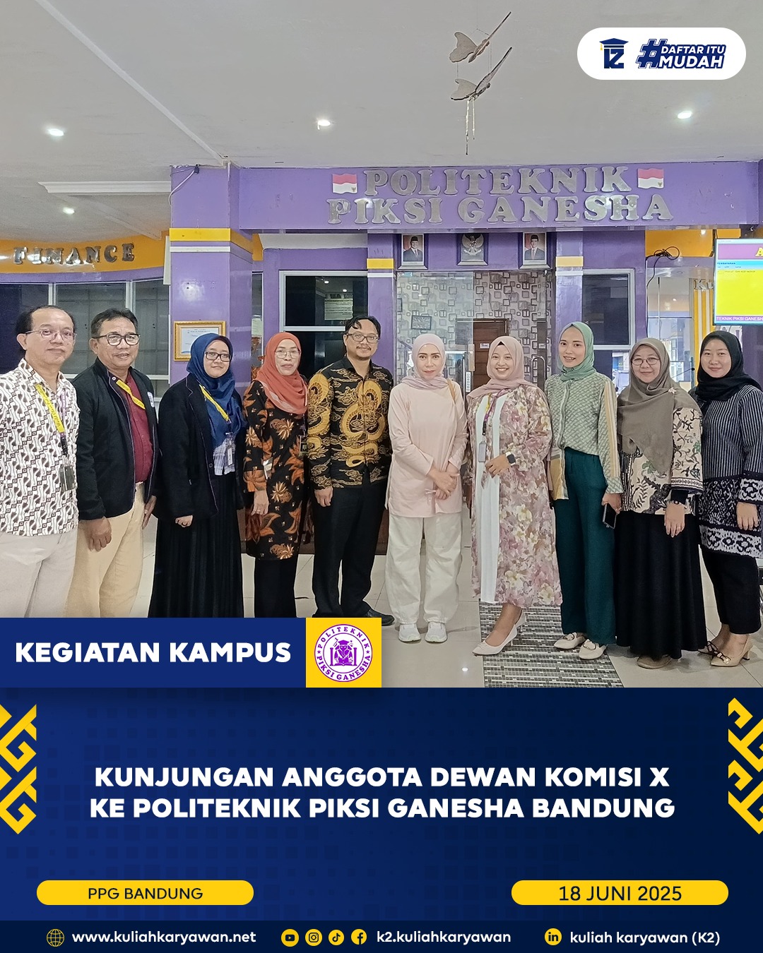 Kunjungan Anggota Dewan Komisi X ke Politeknik Piksi Ganesha Bandung