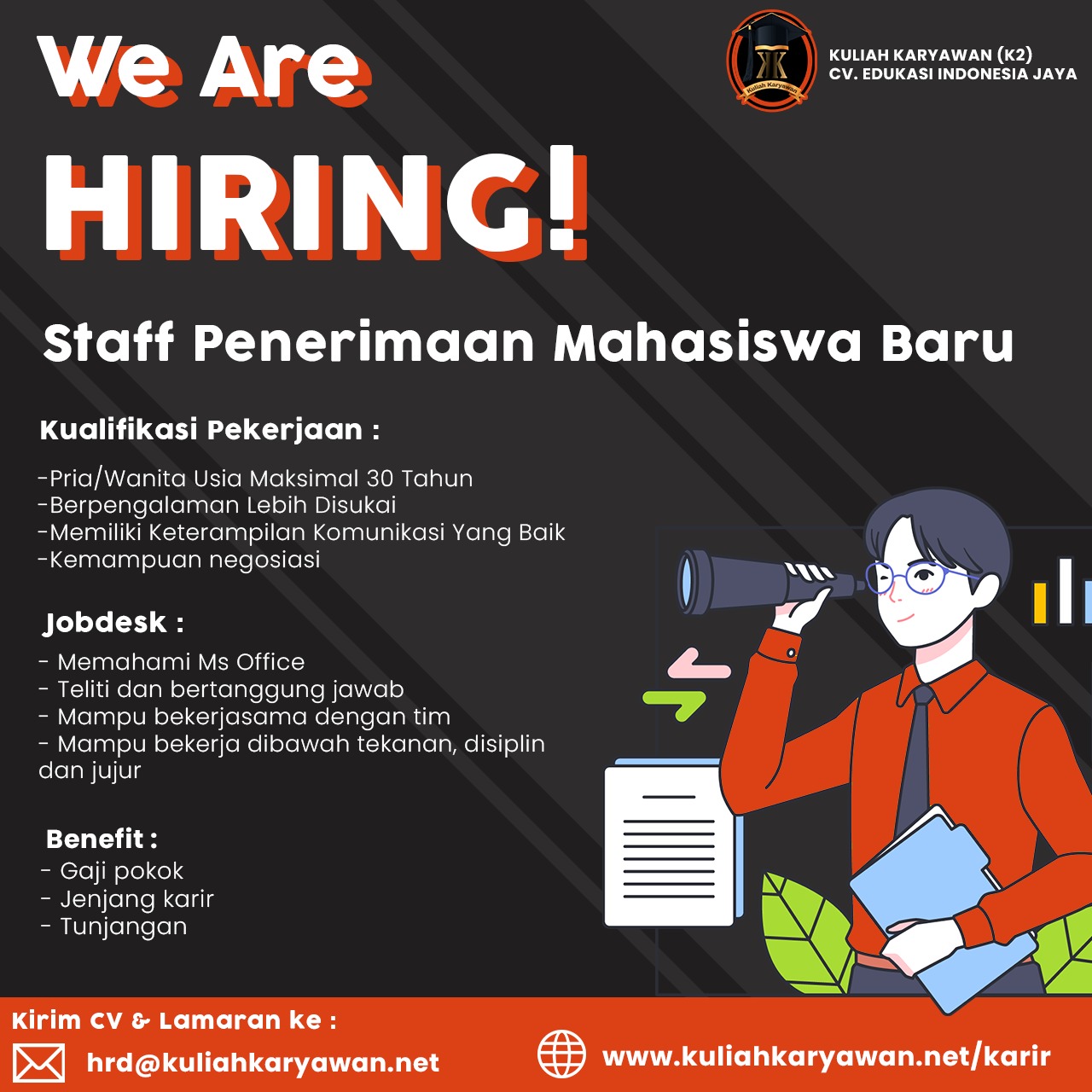 lowongan kerja Staff Penerimaan Mahasiswa Baru