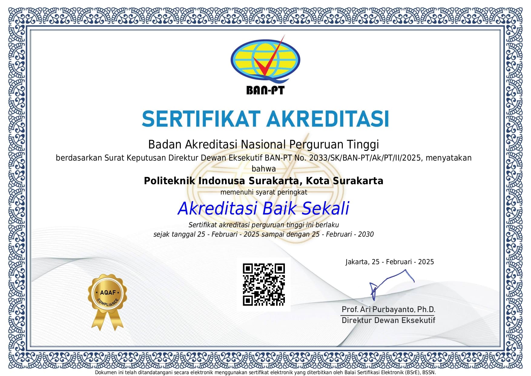 Akreditasi Politeknik Indonusa Surakarta