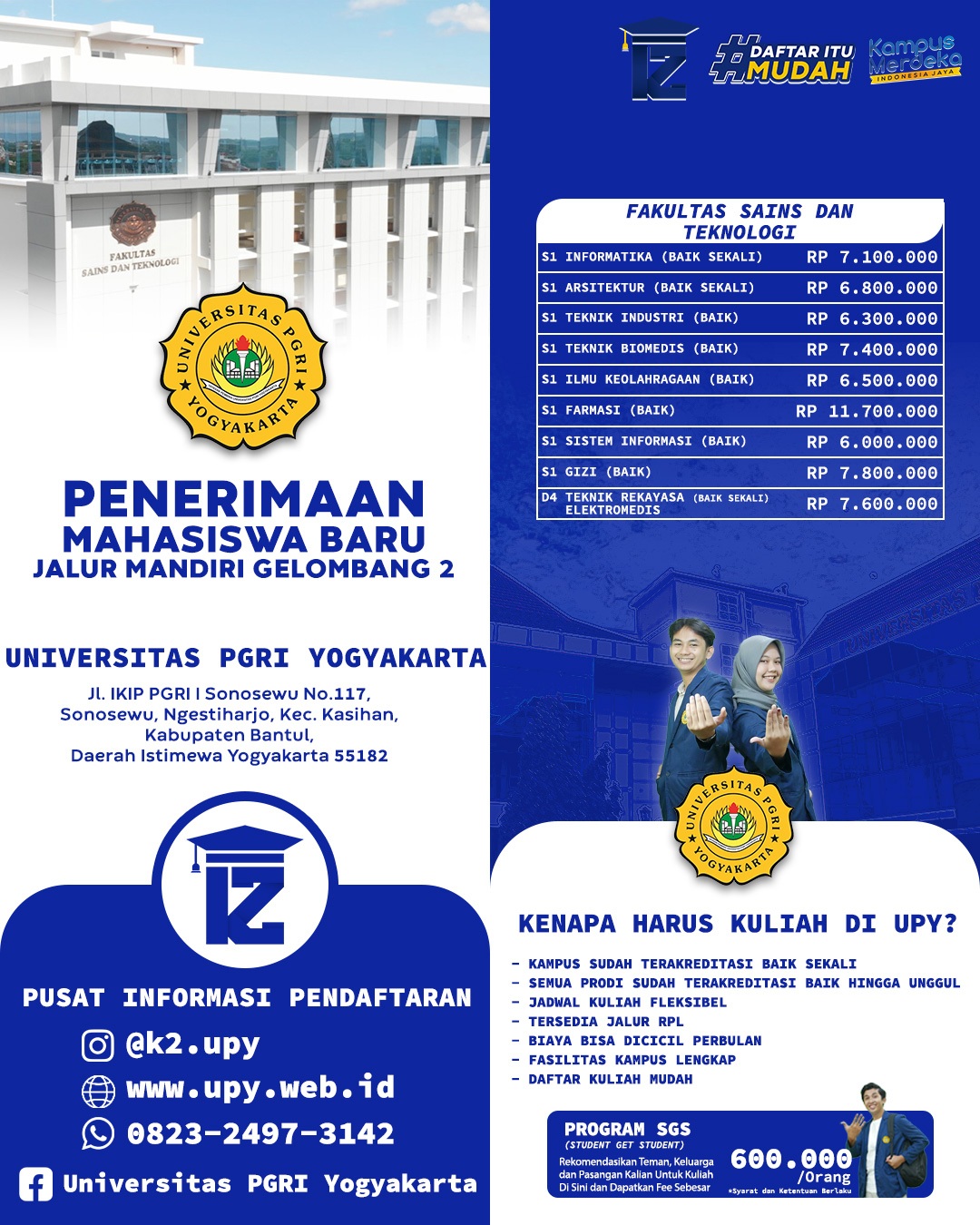 Rekomendasi Program Studi di Fakultas Sains dan Teknologi Universitas PGRI Yogyakarta