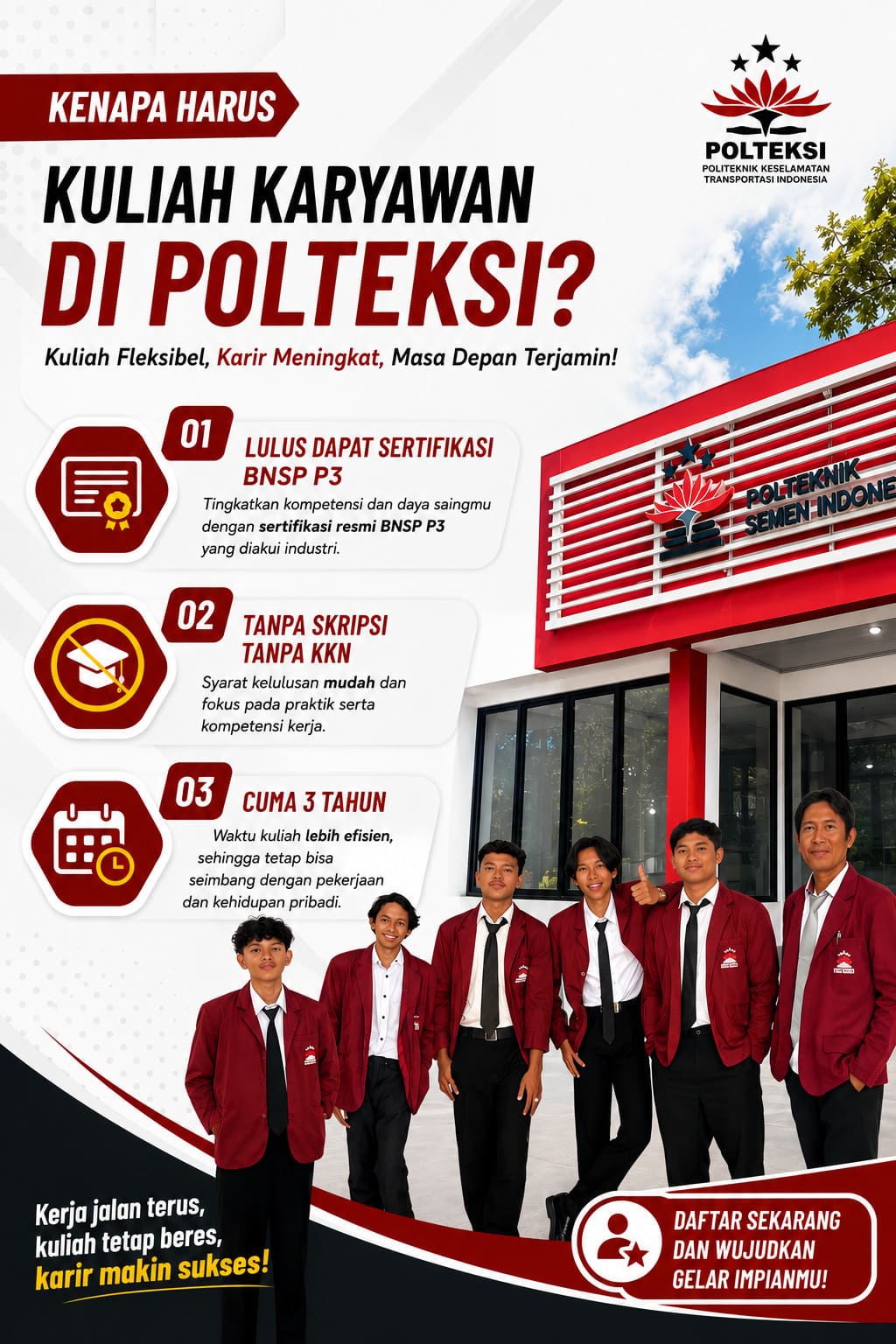 Kelebihan Kuliah Karyawan di Polteksi Sertifikasi BNSP Tanpa Skripsi dan Lulus dalam 3 Tahun