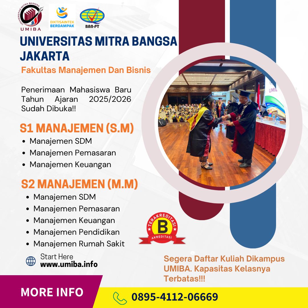 Pendaftaran Kuliah Jurusan Manajemen Kampus UMIBA Jakarta Selatan