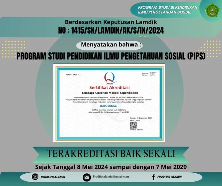 Akreditasi Jurusan Pendidikan IPS STKIP Al Amin Indramayu 