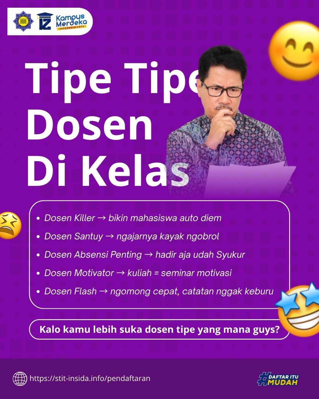 Tipe Dosen di Kelas atau Kampus 