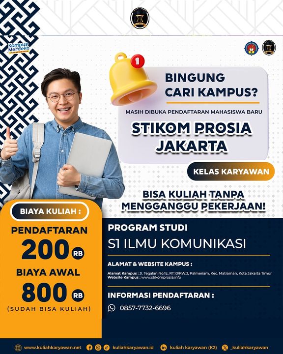 Daftar Kampus di K2 Kuliah Karyawan STIKOM PROSIA Jakarta