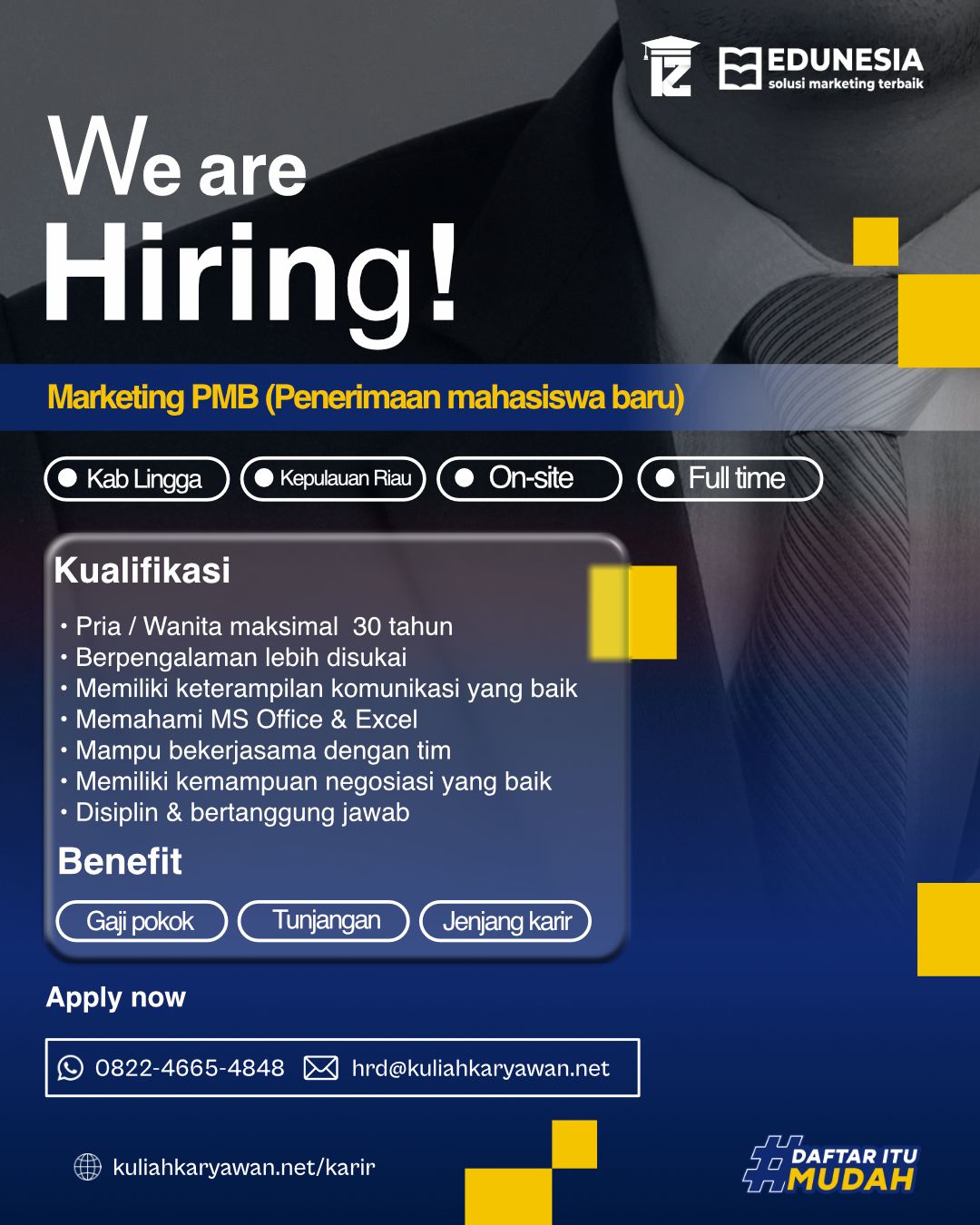 Staff Marketing Penerimaan Mahasiswa Baru (Lingga Kepulauan Riau)