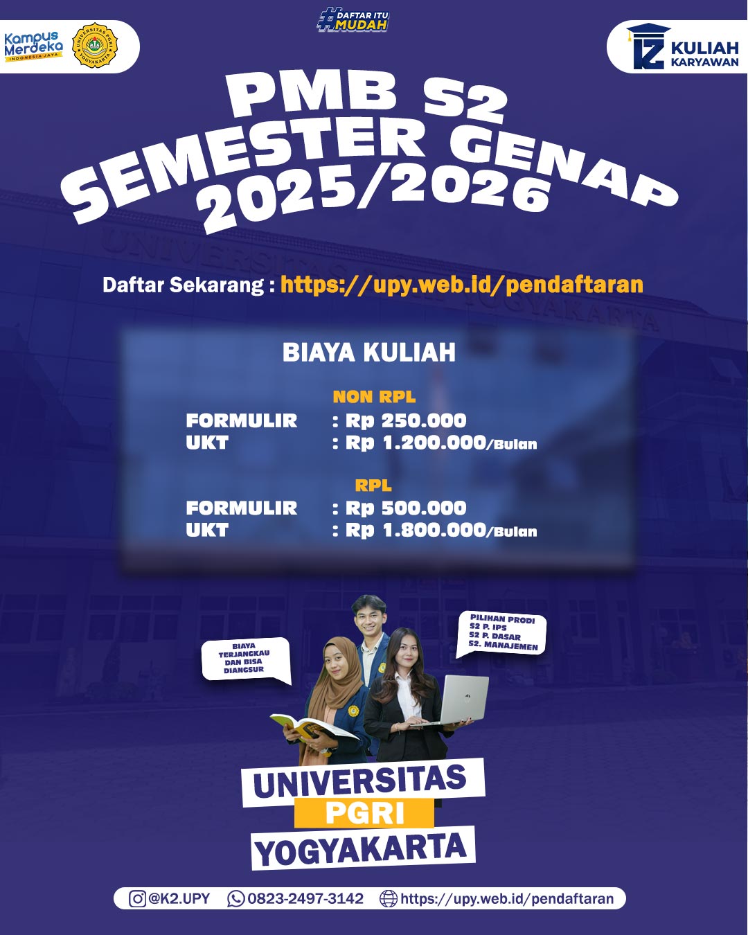 S2 Cuma 2 Semester? Daftar di Kuliah Karyawan (K2) Universitas PGRI Yogyakarta Aja