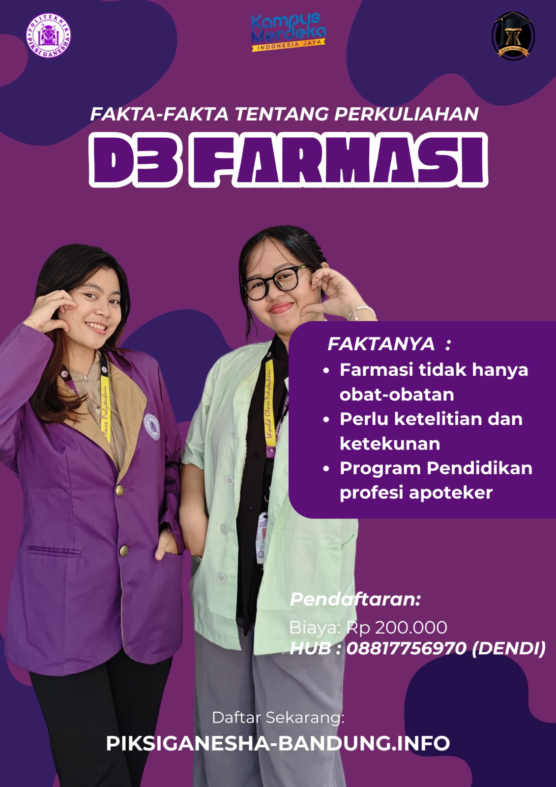 D3 Farmasi kelas karyawan Politeknik Piksi Ganesha Bandung K2