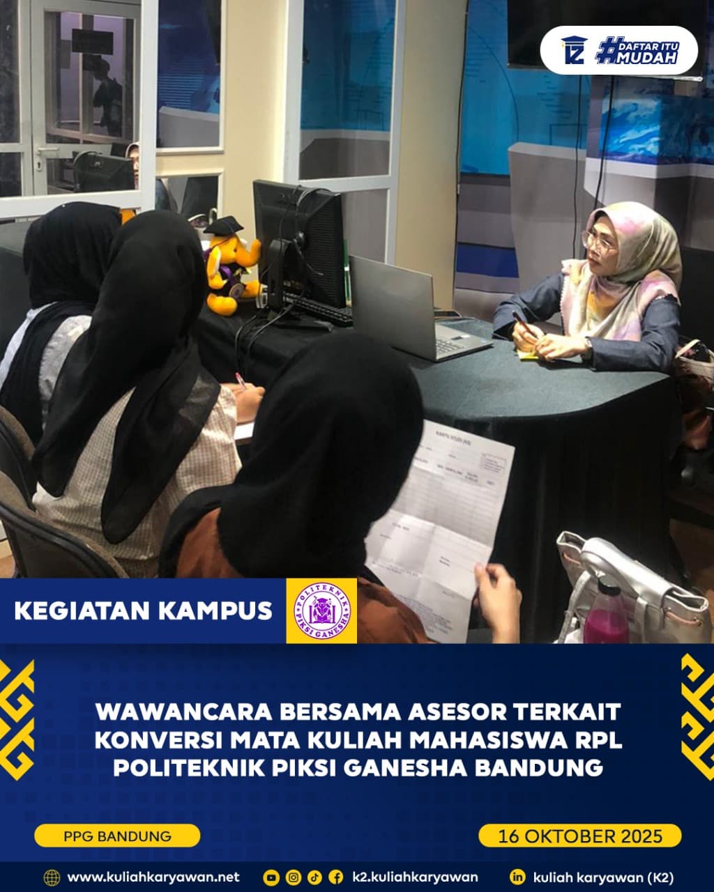 Wawancara Asesor Konversi Mata Kuliah Mahasiswa RPL Politeknik Piksi Ganesha Bandung