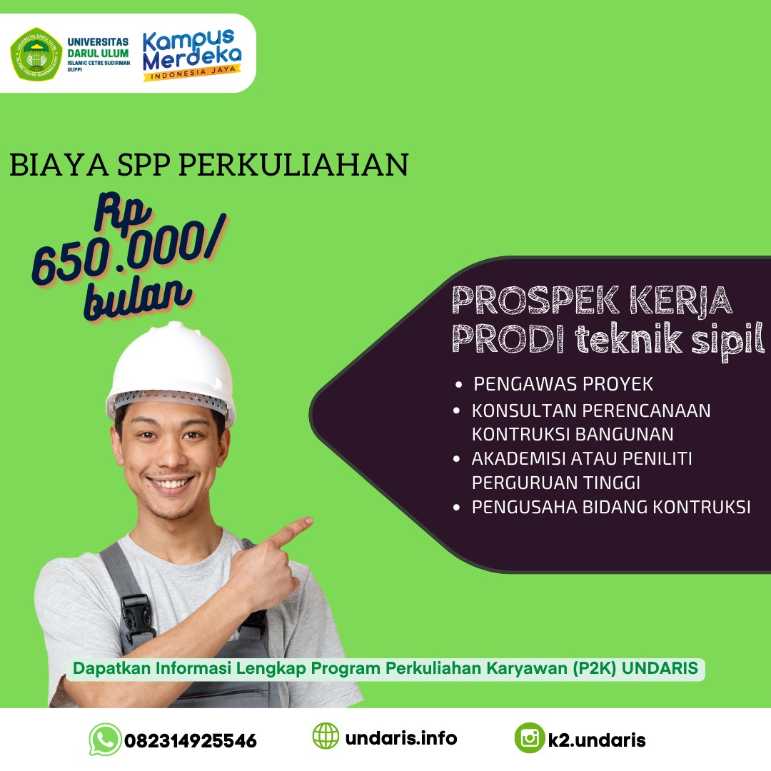 Biaya Perkuliahan  Jurusan Teknik Sipil Universitas Darul Islamic Centre Sudirman GUPPI