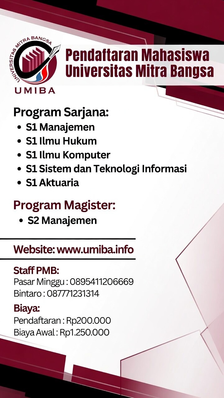 Pendaftaran Mahasiswa Baru UMIBA 2026 Telah Dibuka