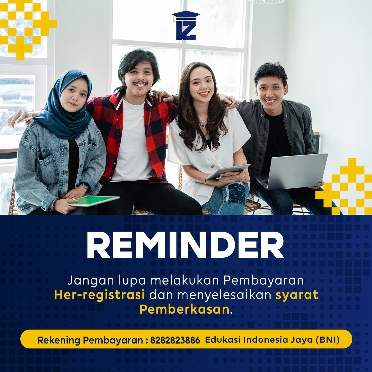 Reminder buat mahasiswa Universitas Teknologi Digital, jangan lupa untuk bayar her-registrasi dan le