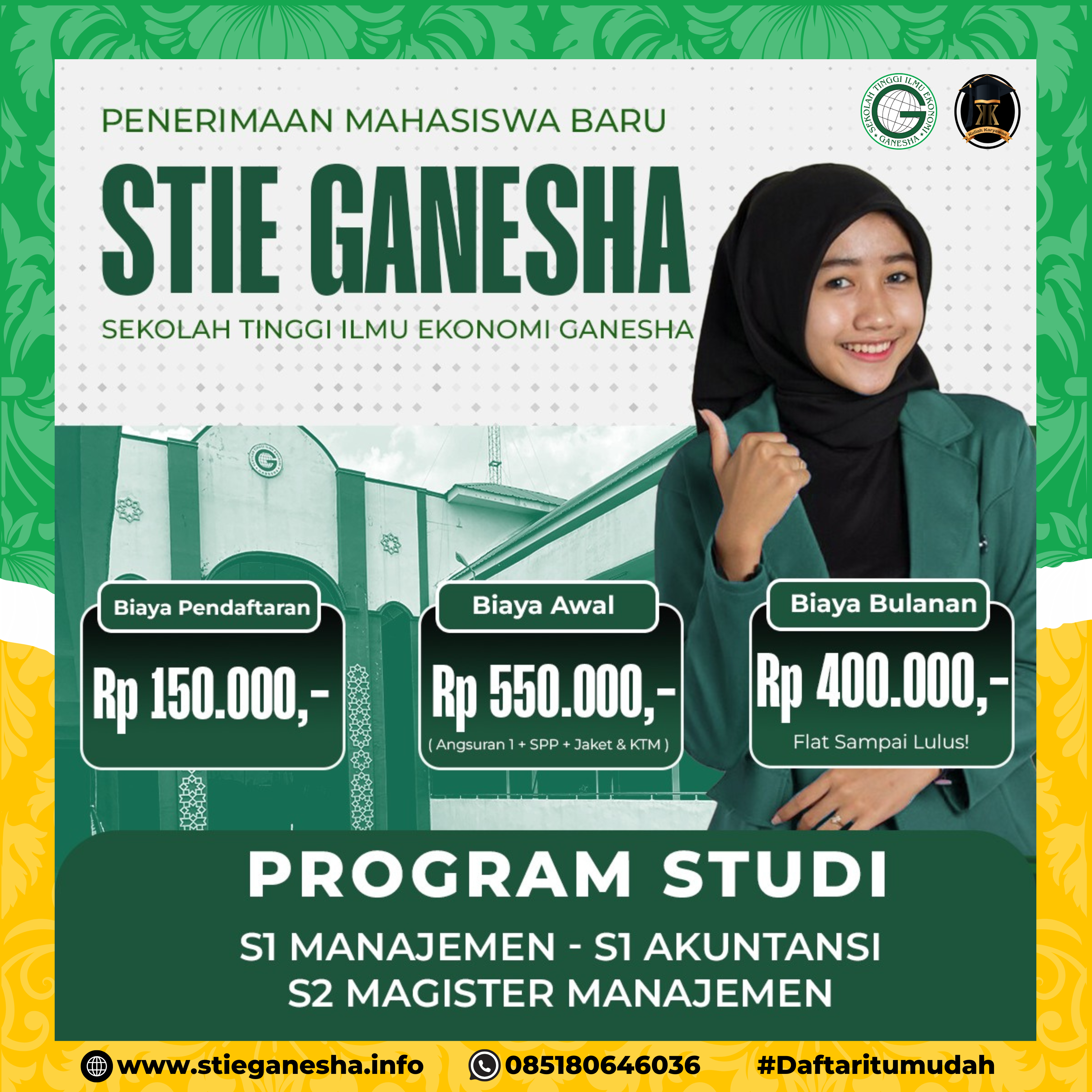 Pendaftaran Calon Mahasiswa Baru STIE Ganesha 