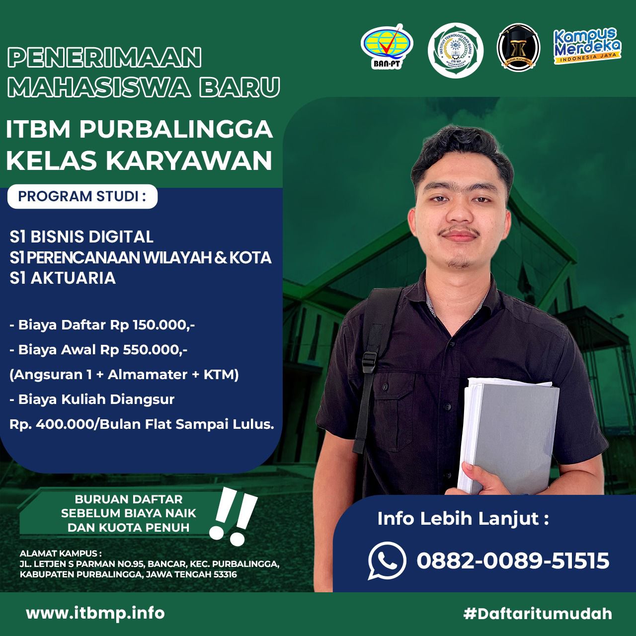 Pendaftaran Mahasiswa Baru kuliah karyawan di Purbalingga