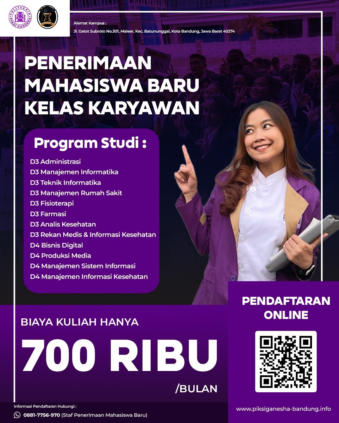 Penerimaan Mahasiswa Baru Gelombang Khusus Politeknik Piksi Ganesha Bandung