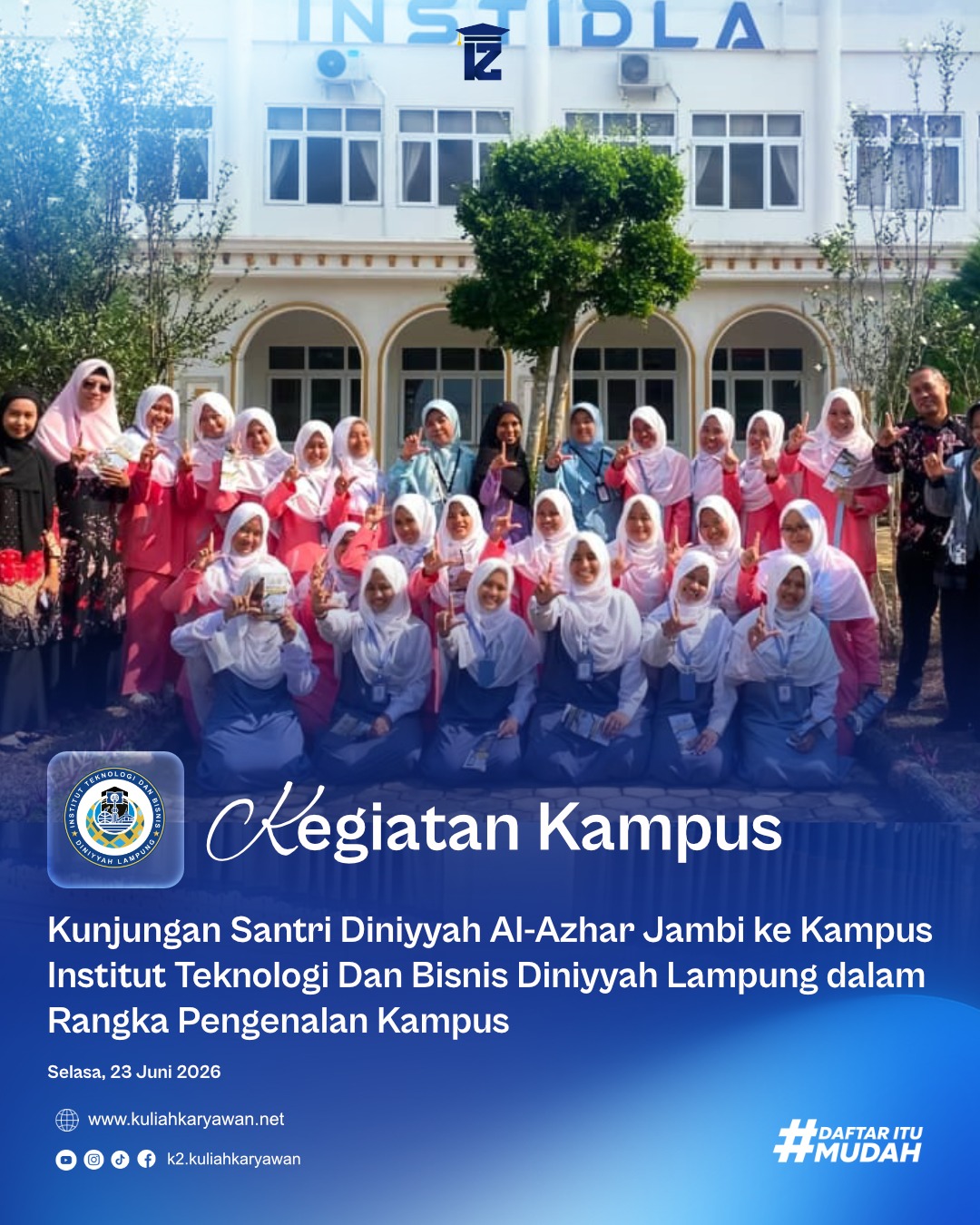 Kunjungan Santri Al-Azhar Kota Jambi Ke Kampus Institut Teknologi Dan Bisnis Diniyyah Lampung 