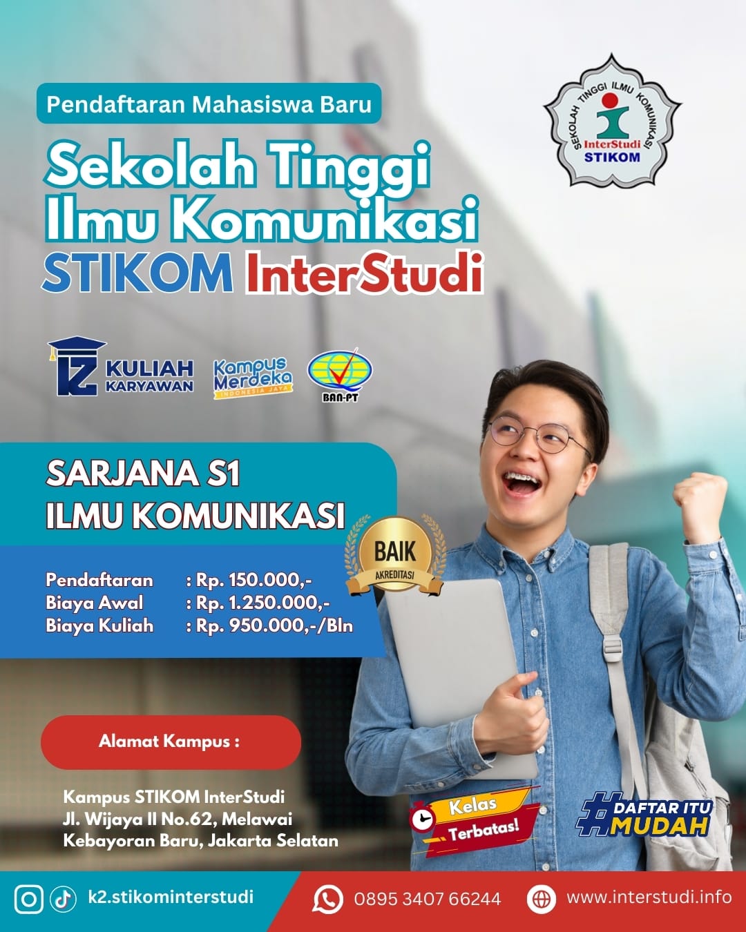 Daftar Kuliah D3 Ke S1 dikampus Stikom Interstudi Blok M Jakarta Selatan