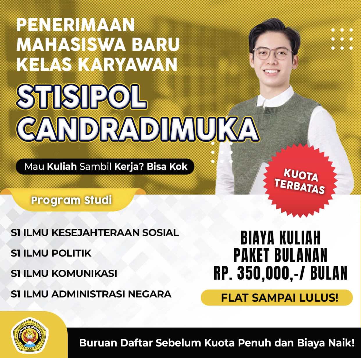 Penerimaan Mahasiswa Baru Tahun 2026/2027 Kampus Stisipol Candradimuka