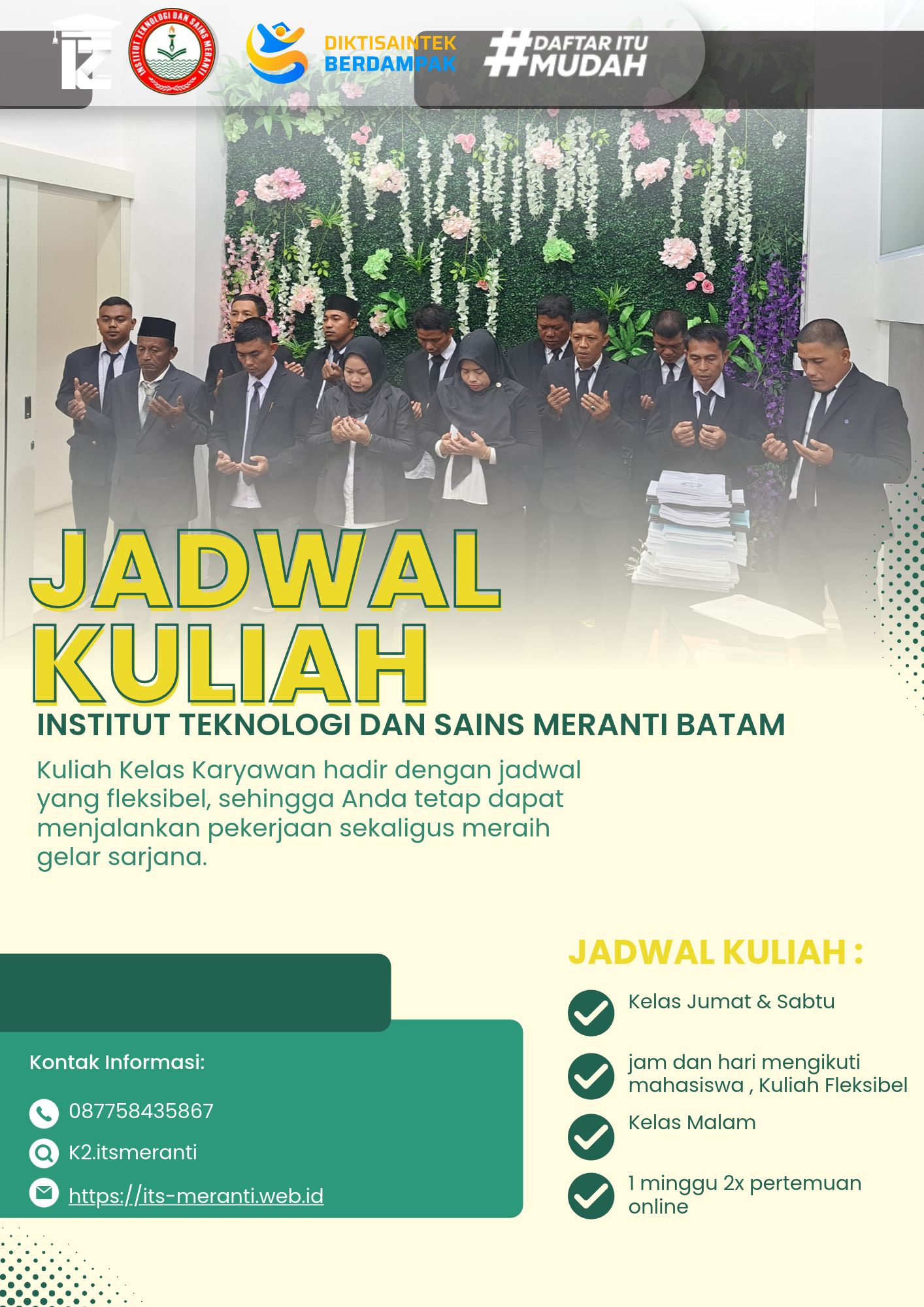 Jadwal kuliah di Institut Teknologi  Dan Sains Meranti  