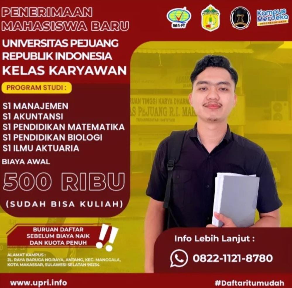 Biaya Pendaftaran Kuliah kampus UPRI Sulawesi Selatan