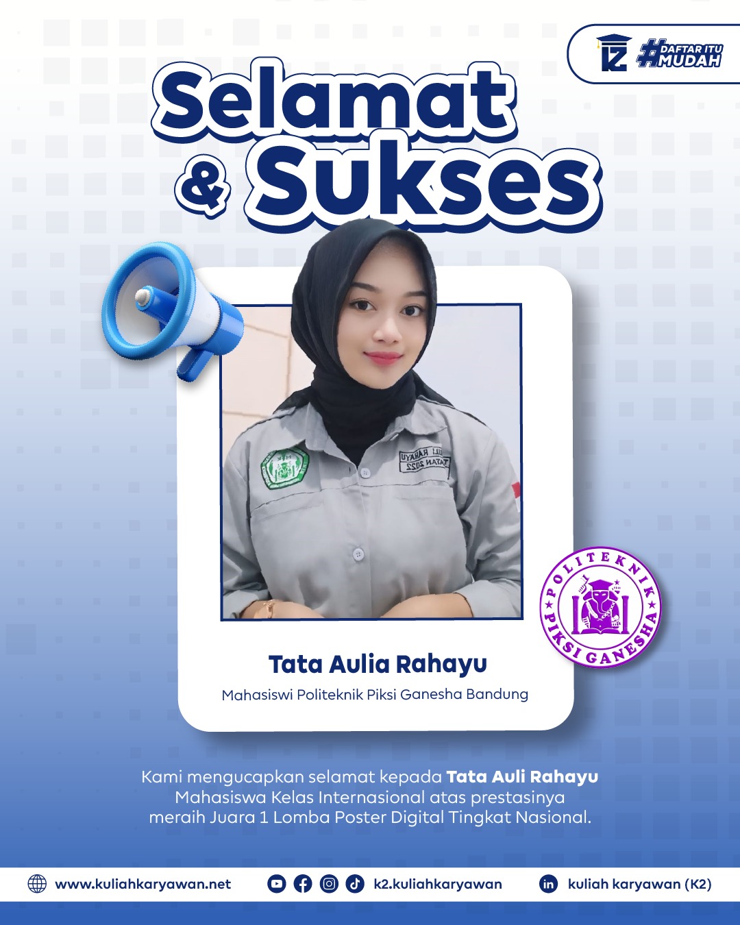 Prestasi Membanggakan Tata Aulia Rahayu Raih Juara 1 Lomba Poster Digital Tingkat Nasional